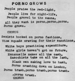 Words to Porno Grows, track 1, side 2.