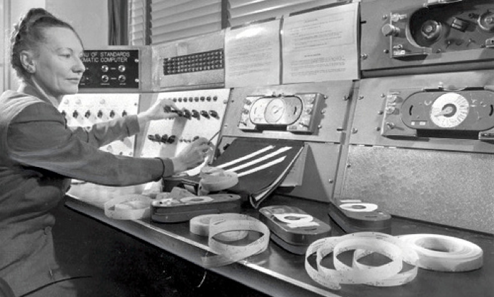 Ethel Marden at the SEAC computer
